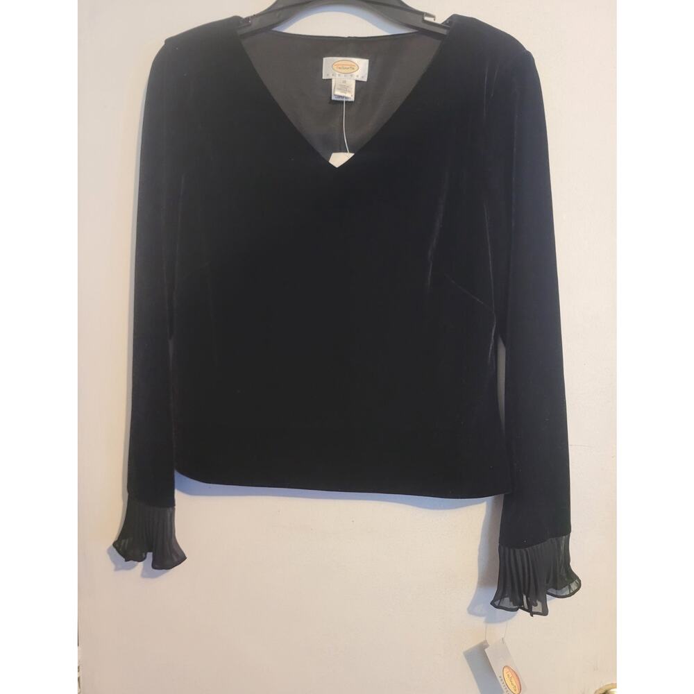 NWT Vintage Talbots Velour Long Bell Ruffle Sleeve Top Sz 10P| Feminine Classic